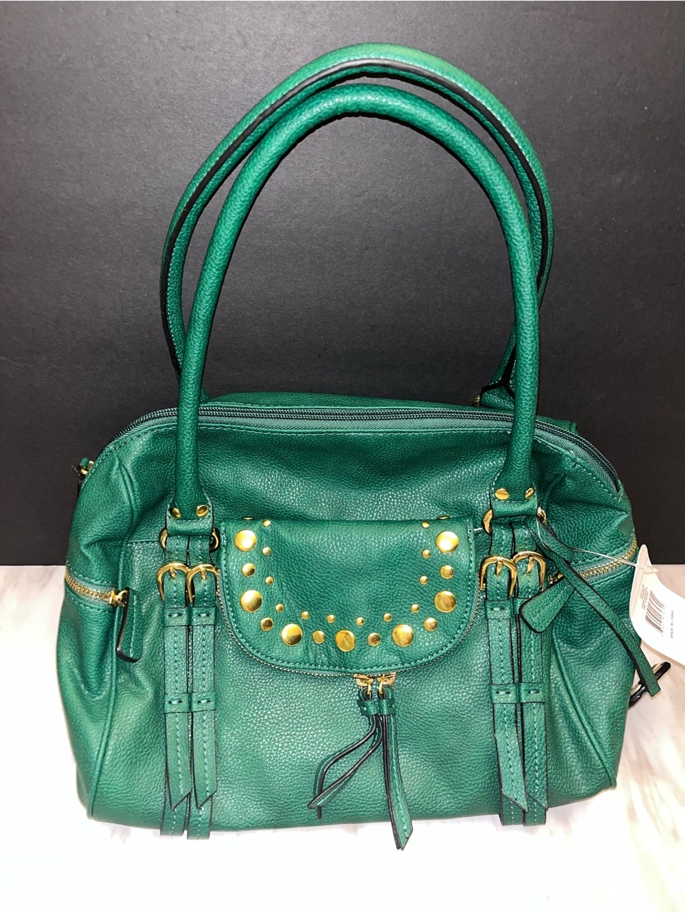 NWT Jessica Simpson Gracie Pine Green Studded Satchel Shoulder Bag